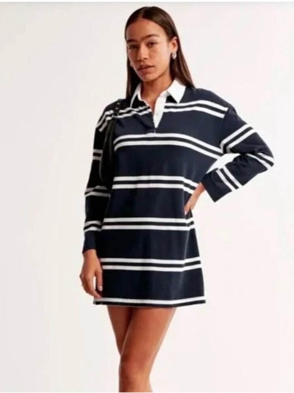Abercrombie & Fitch Navy and White Striped Rugby Dress